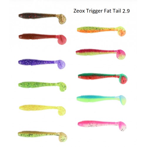 Silikoninis masalas Zeox Trigger Fat Tail 2,9cm 8vnt