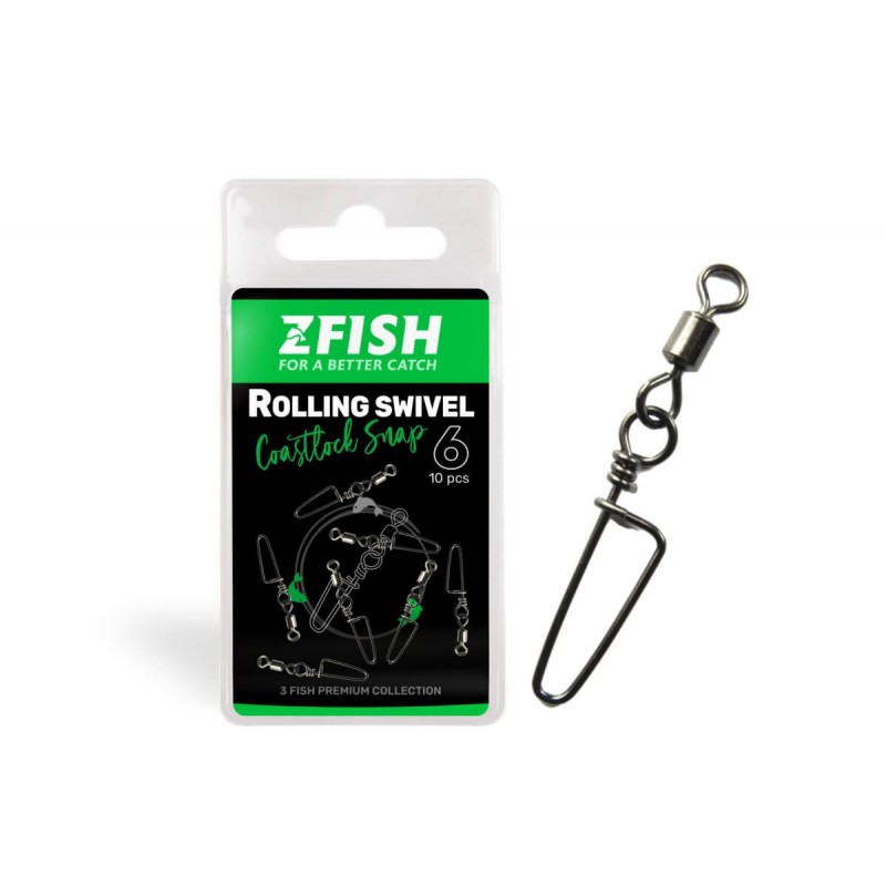 Suktukas su segtuku ZFISH Rolling Swivel Size 10 (10 vnt.)